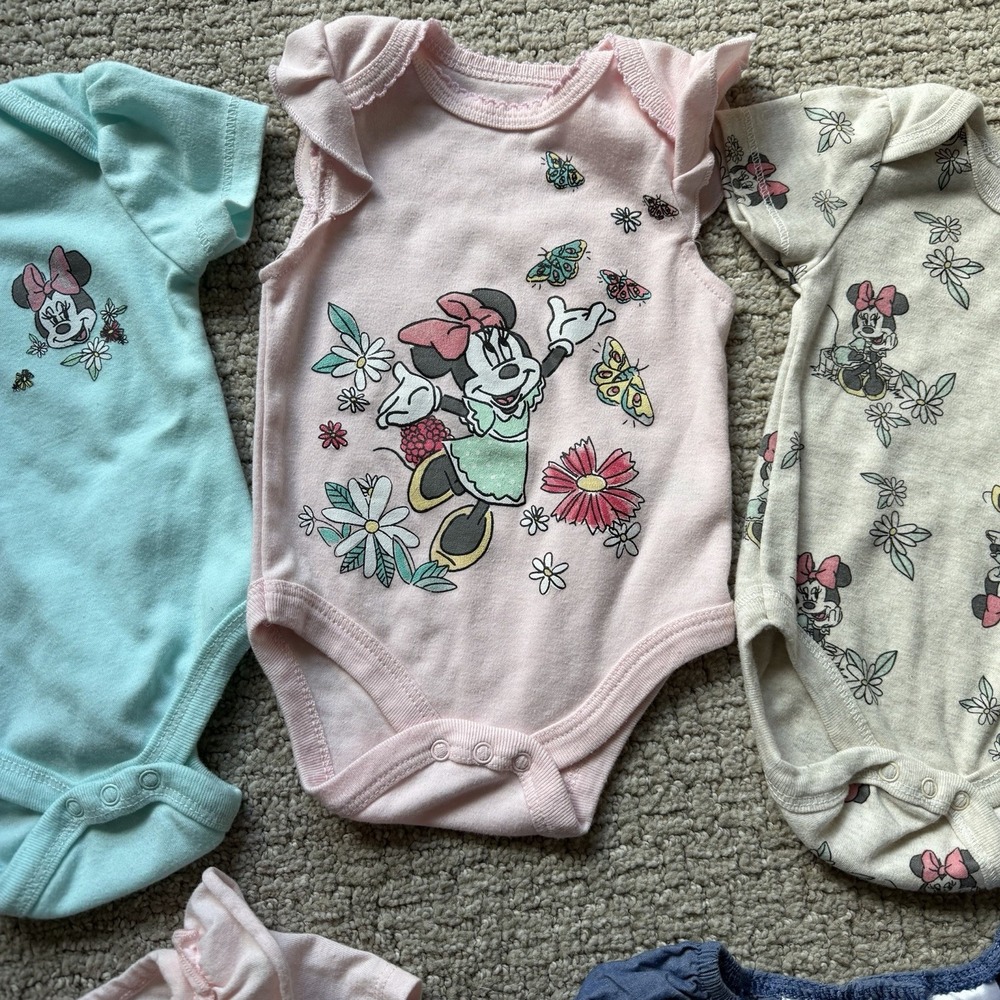 Disney Baby Girls Minnie Mouse Lot Of 5 Size‎ 3-6M Pink Blue Dress Bodysuits - Picture 5 of 13